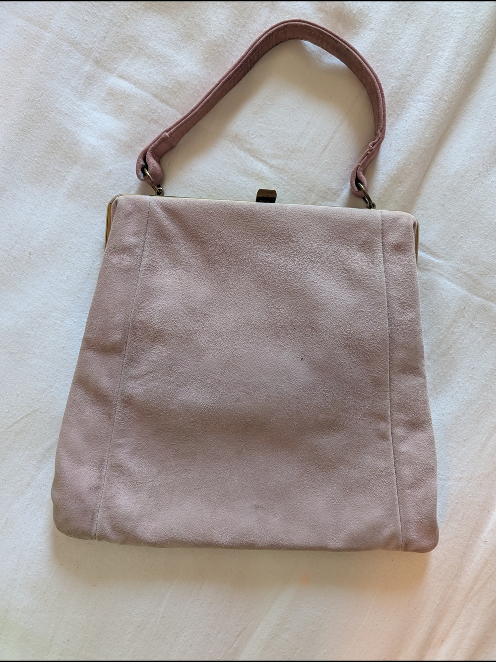 Vintage Classic Dusty Pink Suede Top-Handle Bag